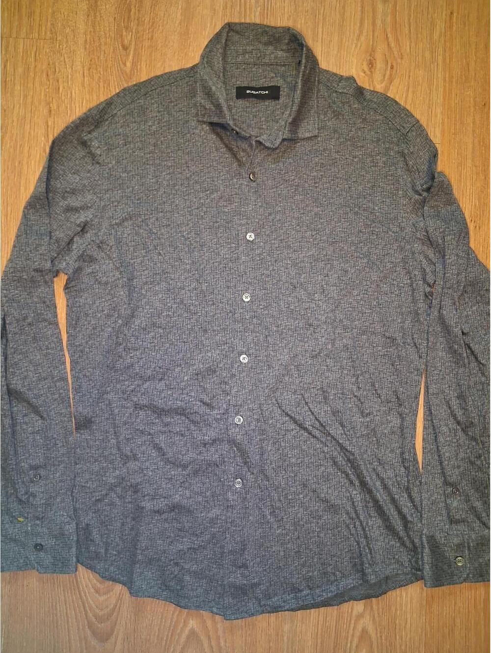 Bugatchi Button Up Shirt Mens Large Gray Mercerized Cotton
